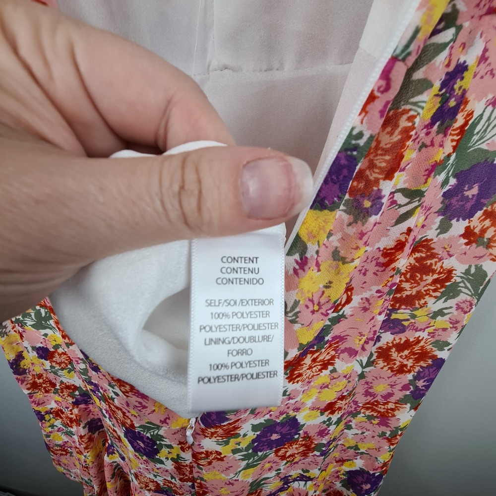 WAYF Chelsea Floral Tiered Ruffle Maxi Dress Pink Purple V-Neck High-Low Size S - Picture 8 of 12
